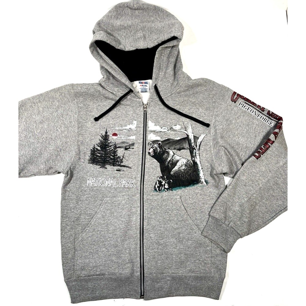 Vintage Y2K Jerzees Great Smokey Mountains National Park Full Zip Hoodie Adult S